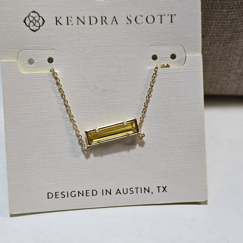 Kendra Scott Yellow Gold‎ Bar Pendant Long Necklace New